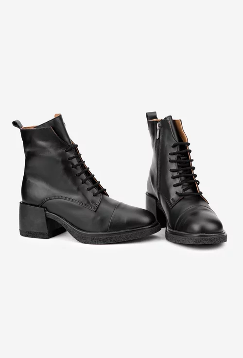 Botine dama negre din piele naturala