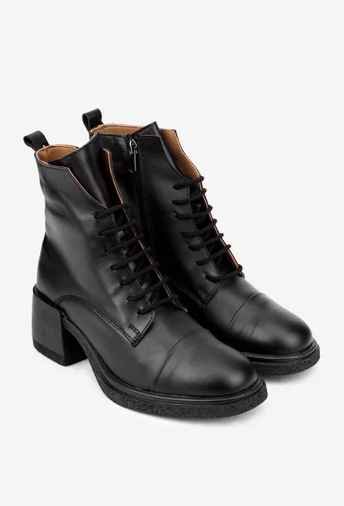 Botine dama negre din piele naturala