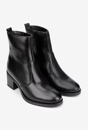 Botine dama negre din piele naturala