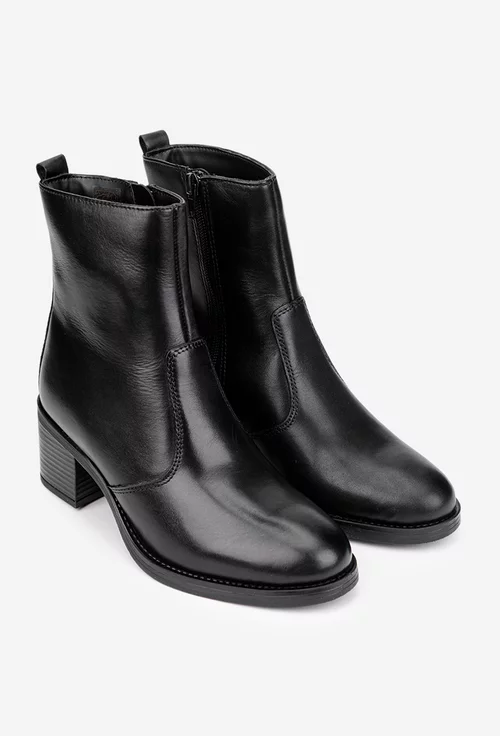 Botine dama negre din piele naturala