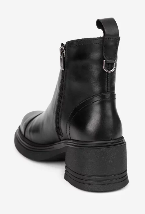 Botine dama negre din piele naturala