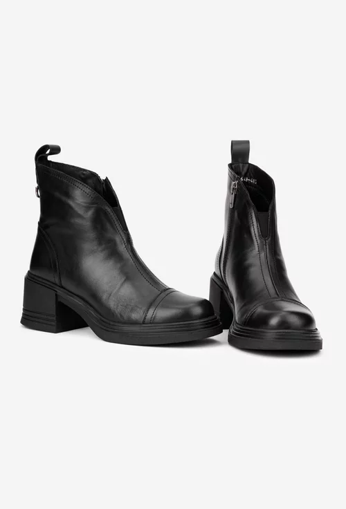 Botine dama negre din piele naturala