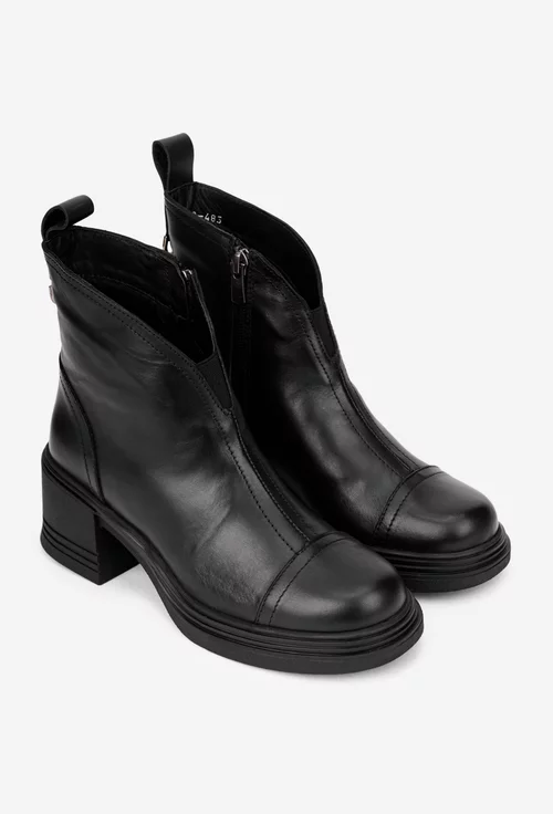 Botine dama negre din piele naturala