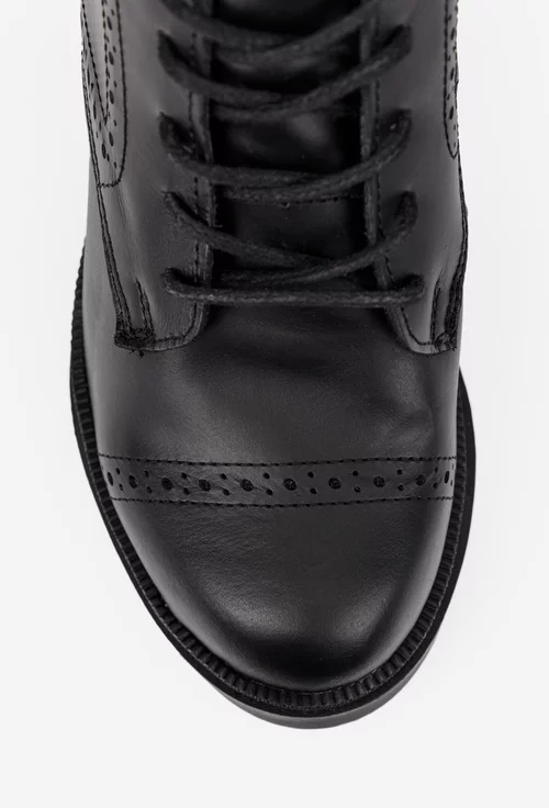 Botine dama negre din piele naturala