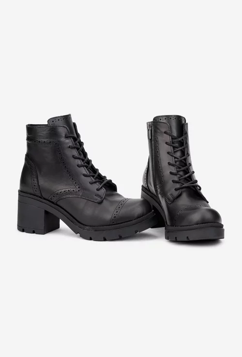 Botine dama negre din piele naturala
