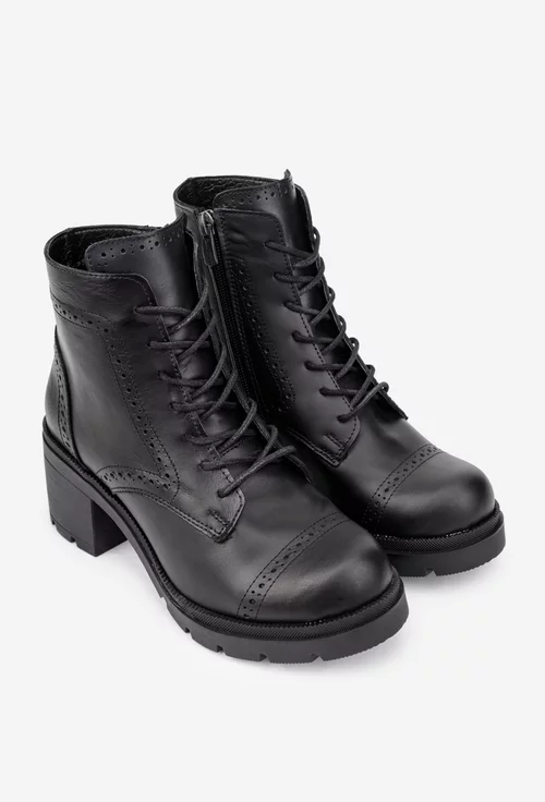 Botine dama negre din piele naturala