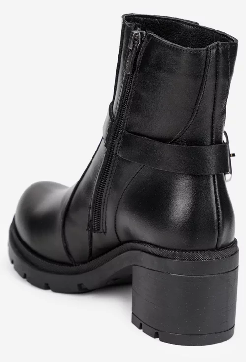 Botine dama negre din piele naturala