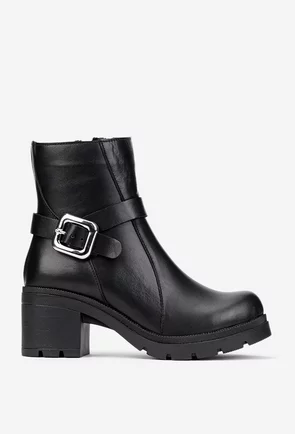 Botine dama negre din piele naturala