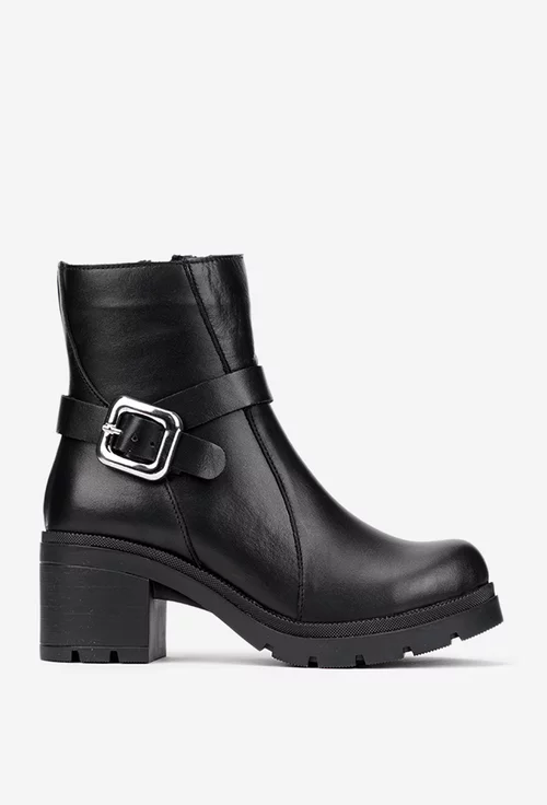 Botine dama negre din piele naturala