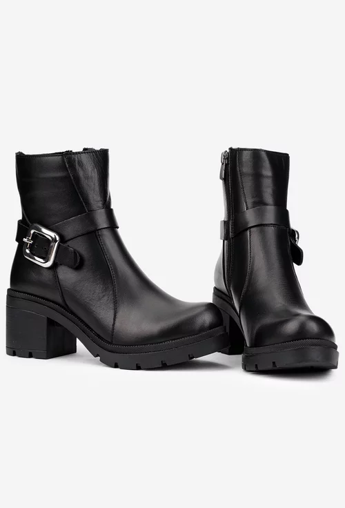 Botine dama negre din piele naturala