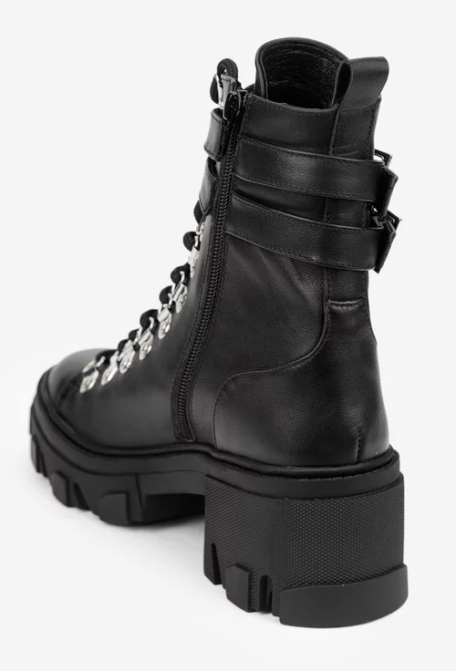 Botine dama negre din piele naturala
