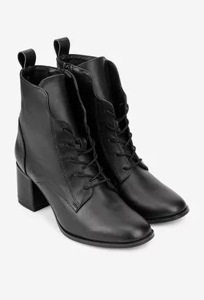 Botine dama negre din piele naturala