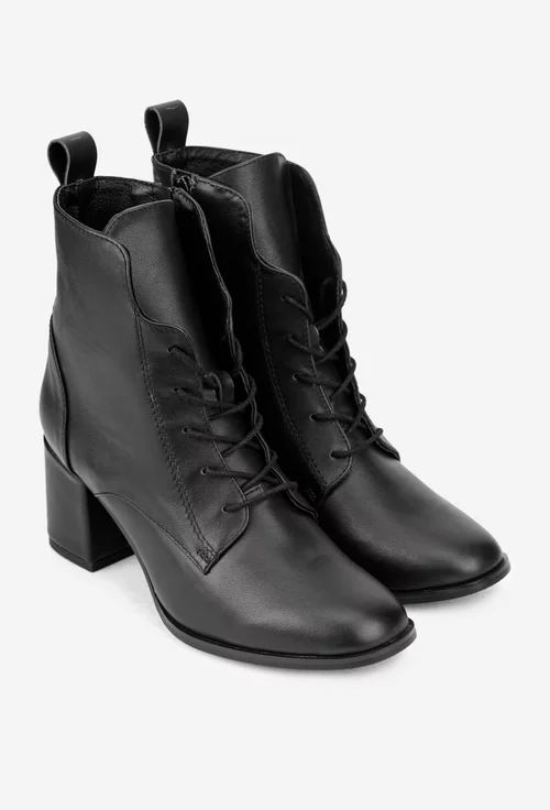 Botine dama negre din piele naturala