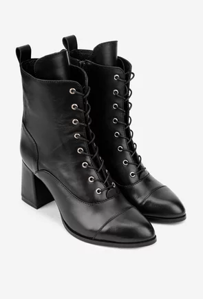 Botine dama negre din piele naturala