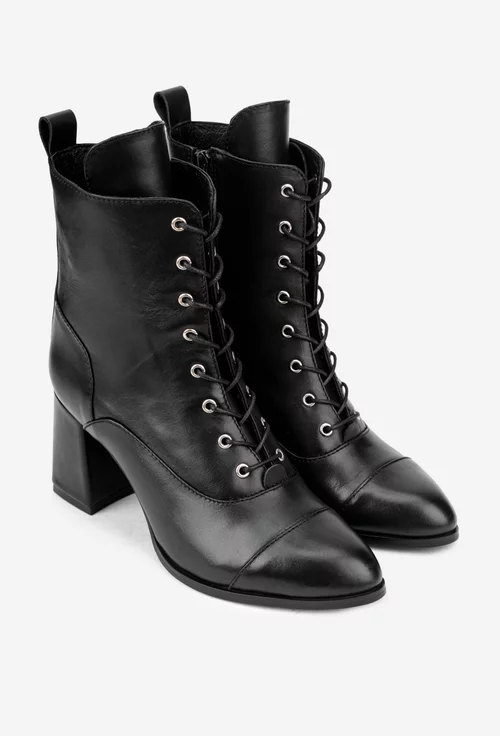 Botine dama negre din piele naturala