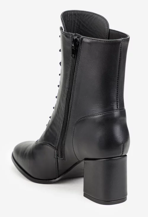 Botine dama negre din piele naturala picture - 3