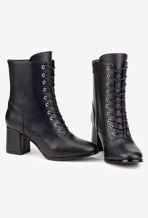 Botine dama negre din piele naturala picture - 5