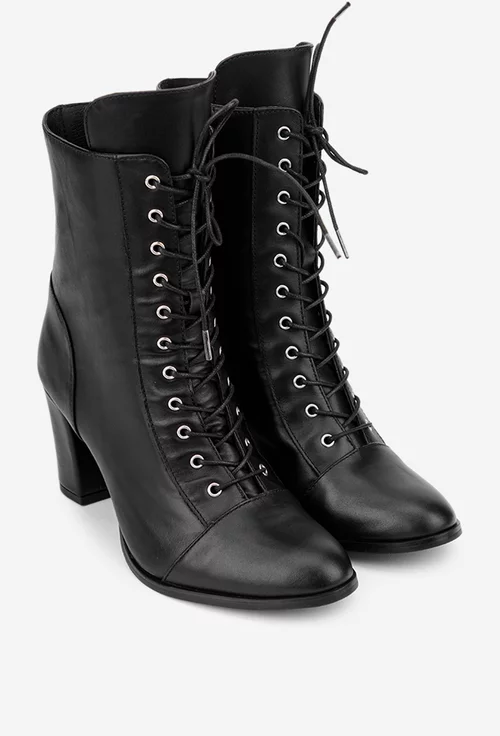 Botine dama negre din piele naturala