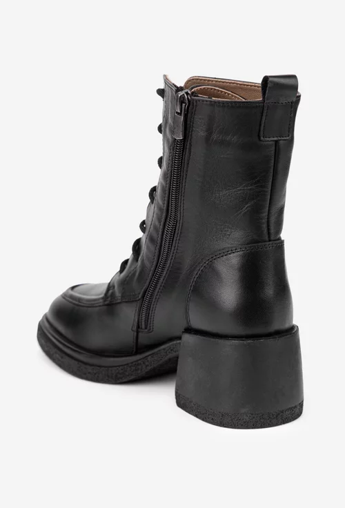 Botine dama negre din piele naturala