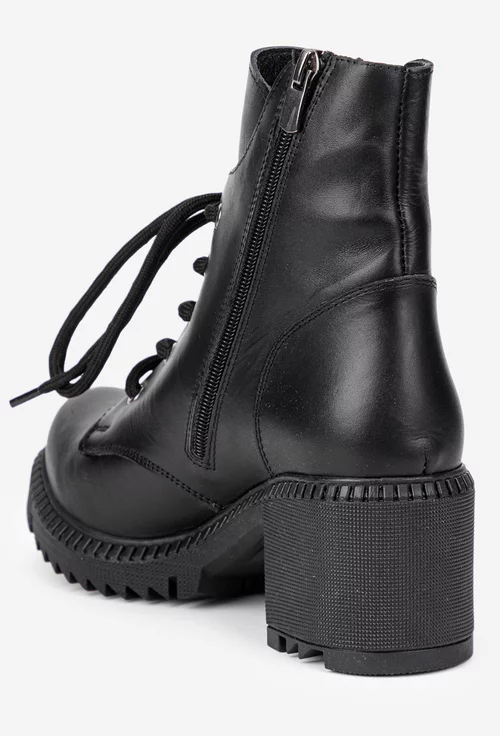 Botine dama negre din piele naturala