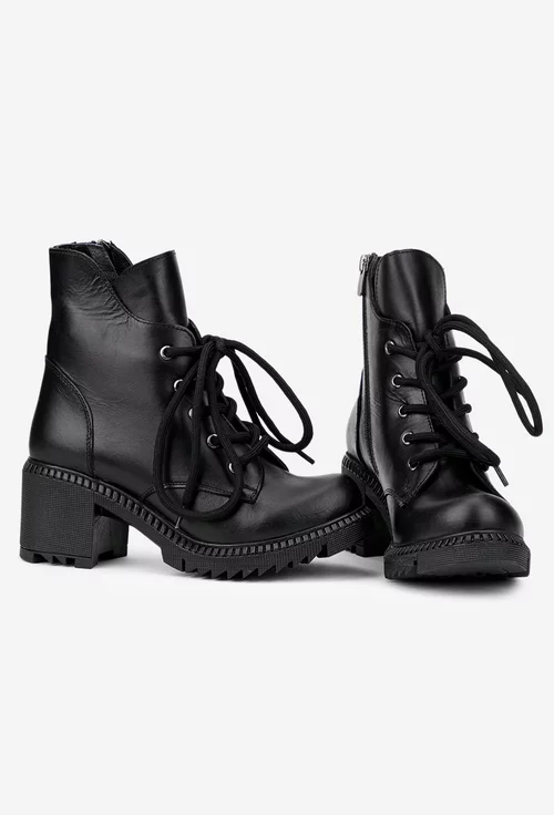 Botine dama negre din piele naturala