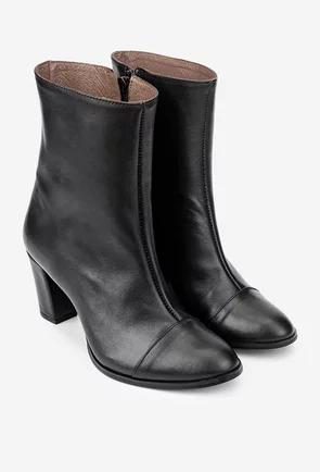 Botine dama negre din piele naturala