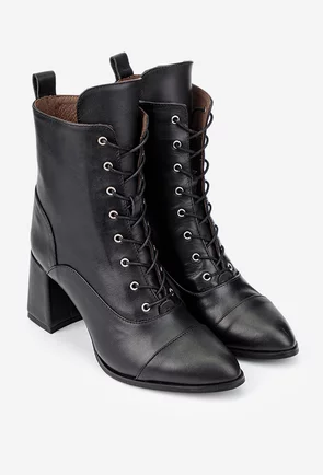 Botine dama negre din piele naturala