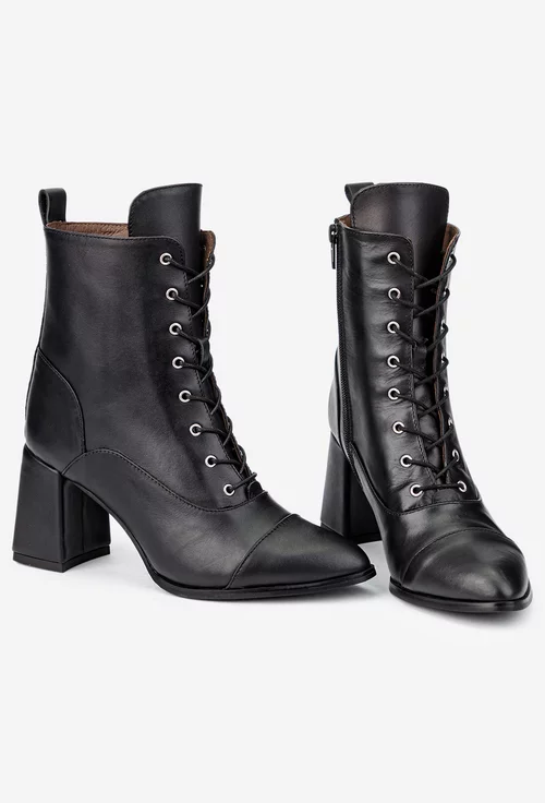 Botine dama negre din piele naturala picture - 5