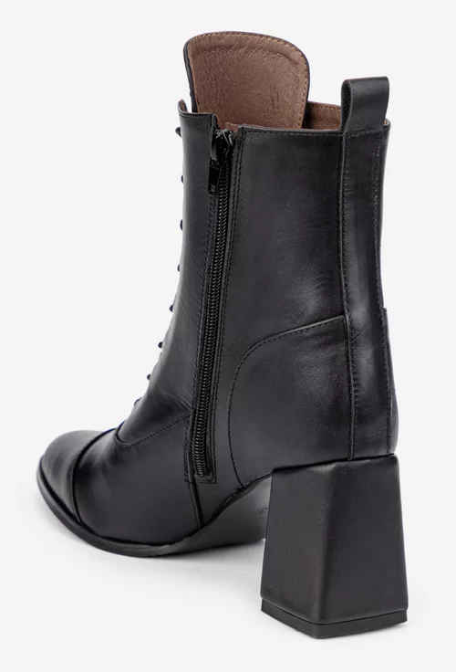 Botine dama negre din piele naturala picture - 3