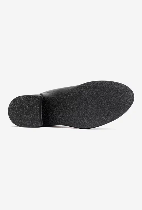 Botine dama negre din piele naturala cu fermoar in fata