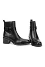 Botine dama negre din piele naturala cu fermoar si elastic