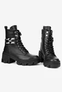 Botine dama negre din piele naturala cu ornament