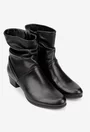 Botine dama negre din piele naturala cu toc