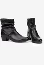 Botine dama negre din piele naturala cu toc