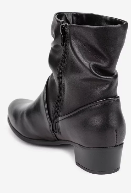 Botine dama negre din piele naturala cu toc