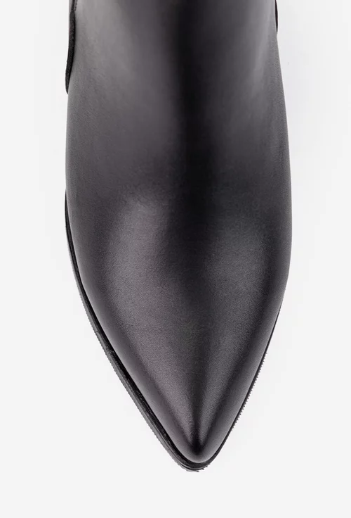 Botine dama negre din piele naturala cu varful ascutit