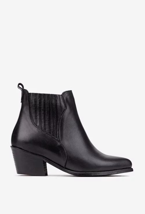 Botine dama negre din piele naturala cu varful ascutit