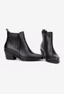 Botine dama negre din piele naturala cu varful ascutit