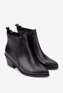 Botine dama negre din piele naturala cu varful ascutit