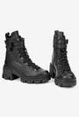 Botine dama negre din piele texturata