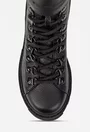 Botine dama negre din piele texturata