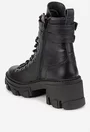 Botine dama negre din piele texturata