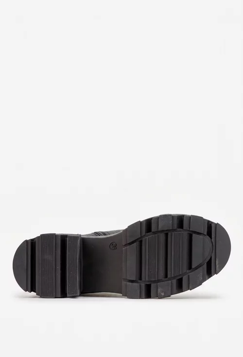 Botine dama negre din piele texturata