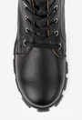 Botine dama negre din piele texturata