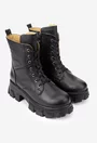 Botine dama negre din piele texturata
