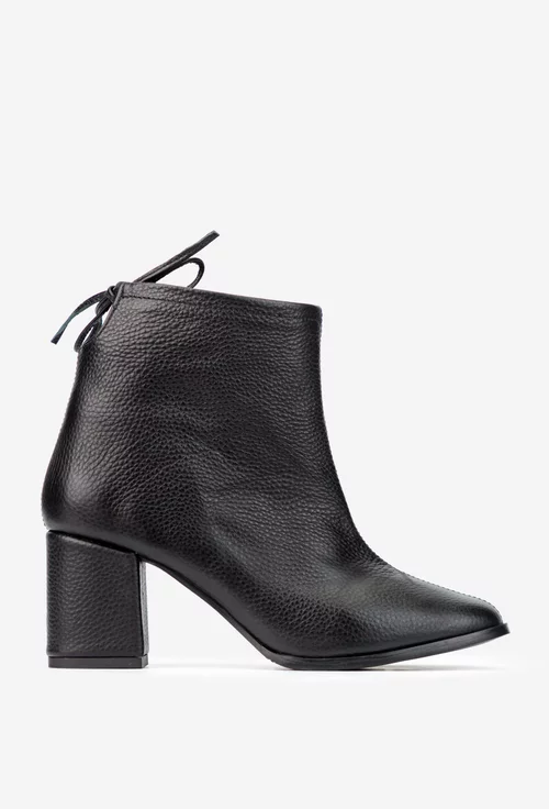 Botine dama negre din piele texturata picture - 2