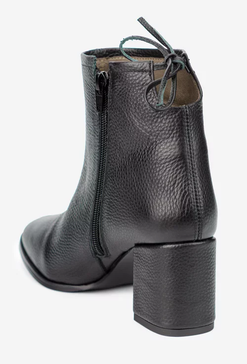 Botine dama negre din piele texturata picture - 3