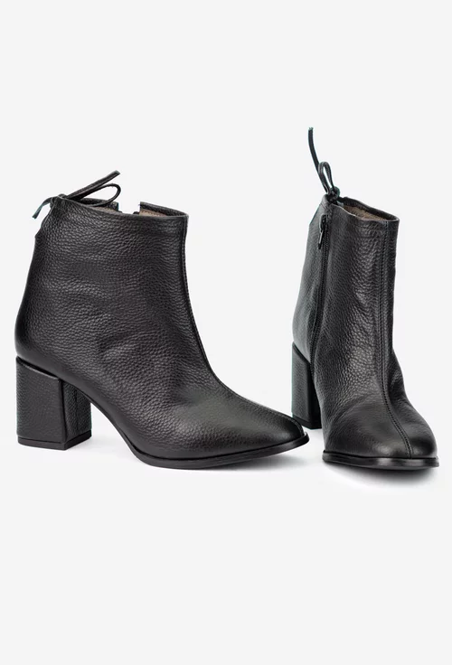 Botine dama negre din piele texturata picture - 5
