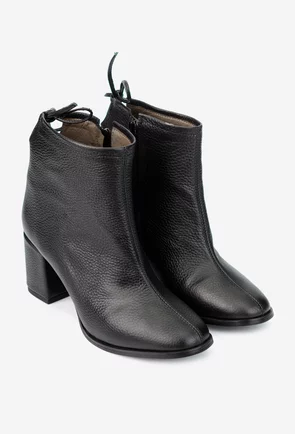 Botine dama negre din piele texturata