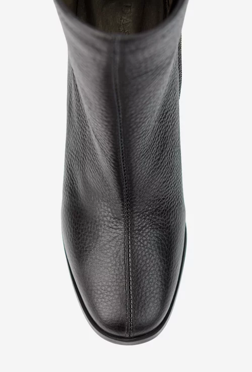 Botine dama negre din piele texturata picture - 6
